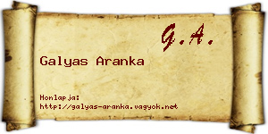 Galyas Aranka névjegykártya